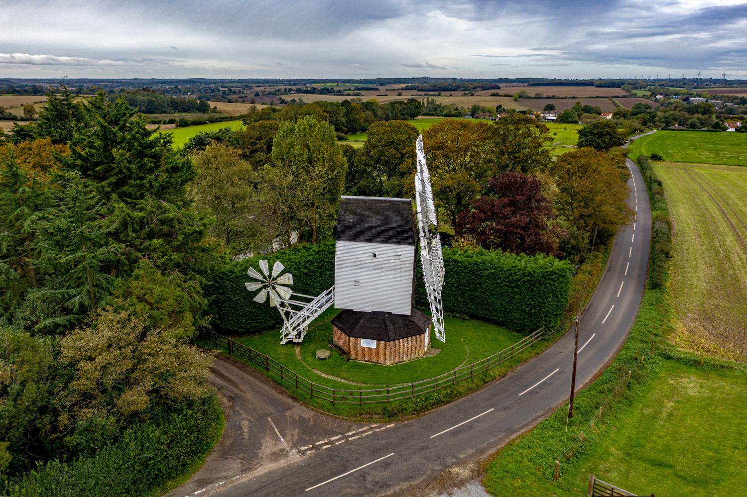 Cromer Windmill: photo courtesy of Merlin Flying Cameras 2016  - Cromer Windmill Ardeley -  Hertfordshire Building Preservation Trust