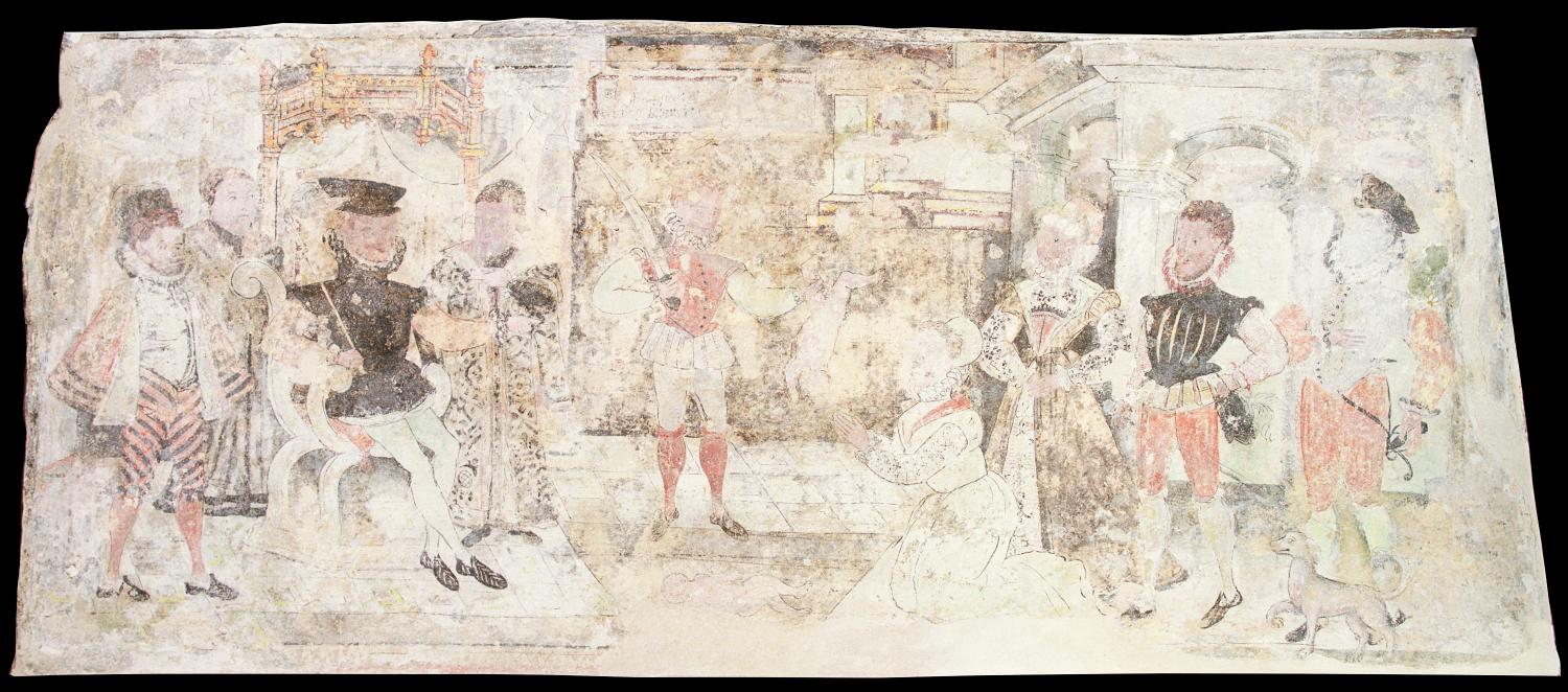 Much Hadham Forge Museum: Judgement of Solomon wall painting 1576  - Much Hadham Forge Museum -  Hertfordshire Building Preservation Trust