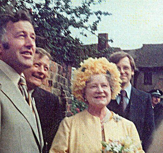 8th July 1978, Russ Craig with Her Majesty Queen Elizabeth the Queen Mother at the reopening of Place House  - About the Trust -  Hertfordshire Building Preservation Trust